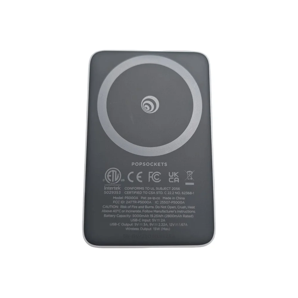 Gg4-R PopSockets PowerPack 5000mAh MagSafe & Grip White Iridescent Referb Tested